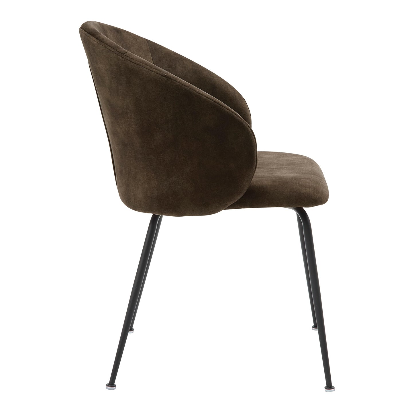 Lexicon Dining Chairs Set of 2, Modern Kitchen & Dining Room Chairs, Velvet Upholstered Cushion Seat, Round Back, Armless, Sturdy Black Metal Legs, Easy Assemble, Brown