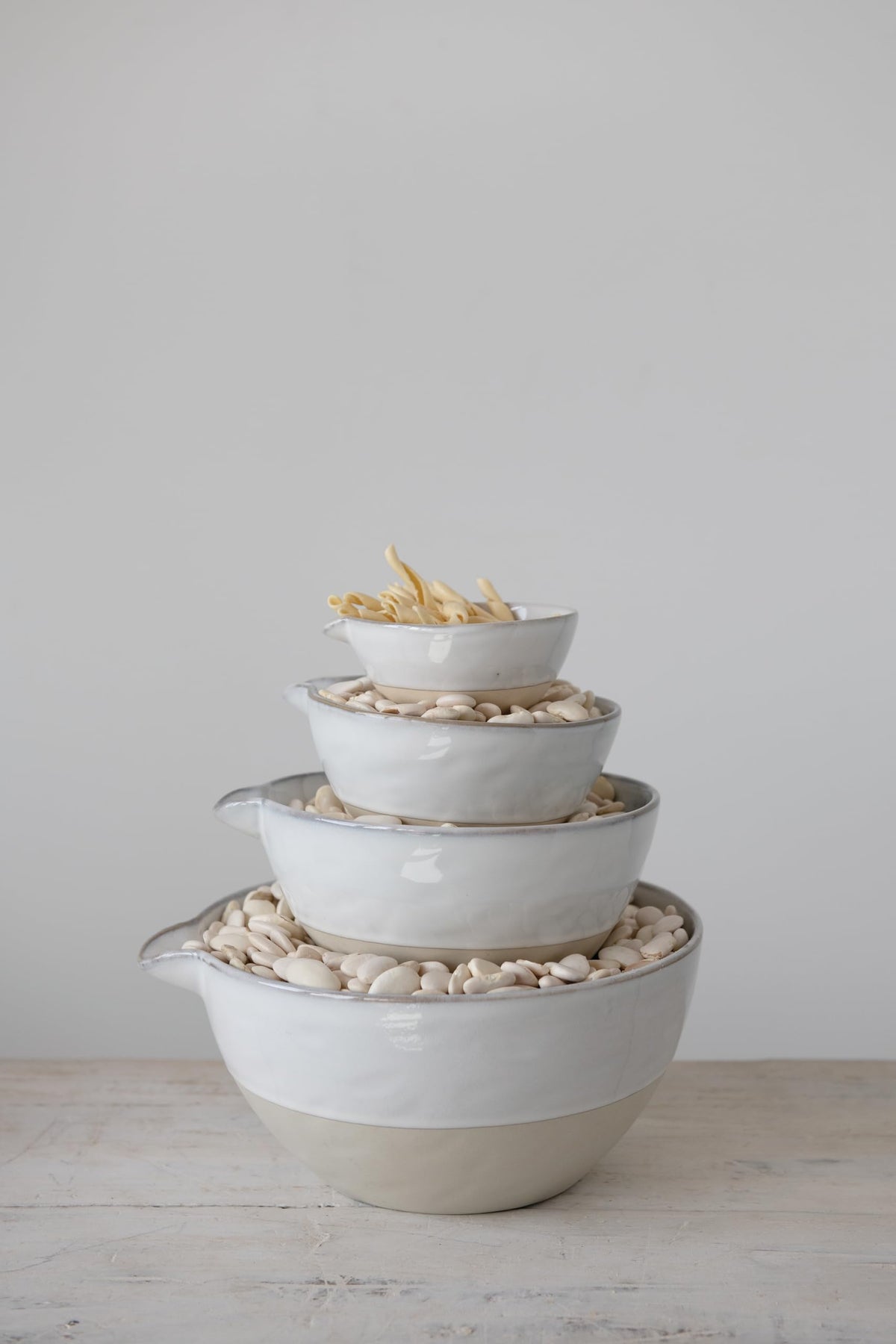 Stoneware White Batter Bowls (Set of 4)