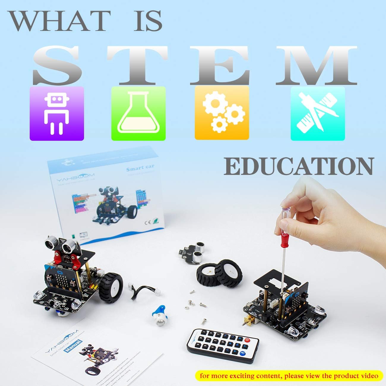 Yahboom Microbit V2 Coding Smart Robotics Toys DIY STEM Science Education RC Car Kit for Kids 10+ Compatible with BBC Micro bit Classroom Teaching Props Preferred