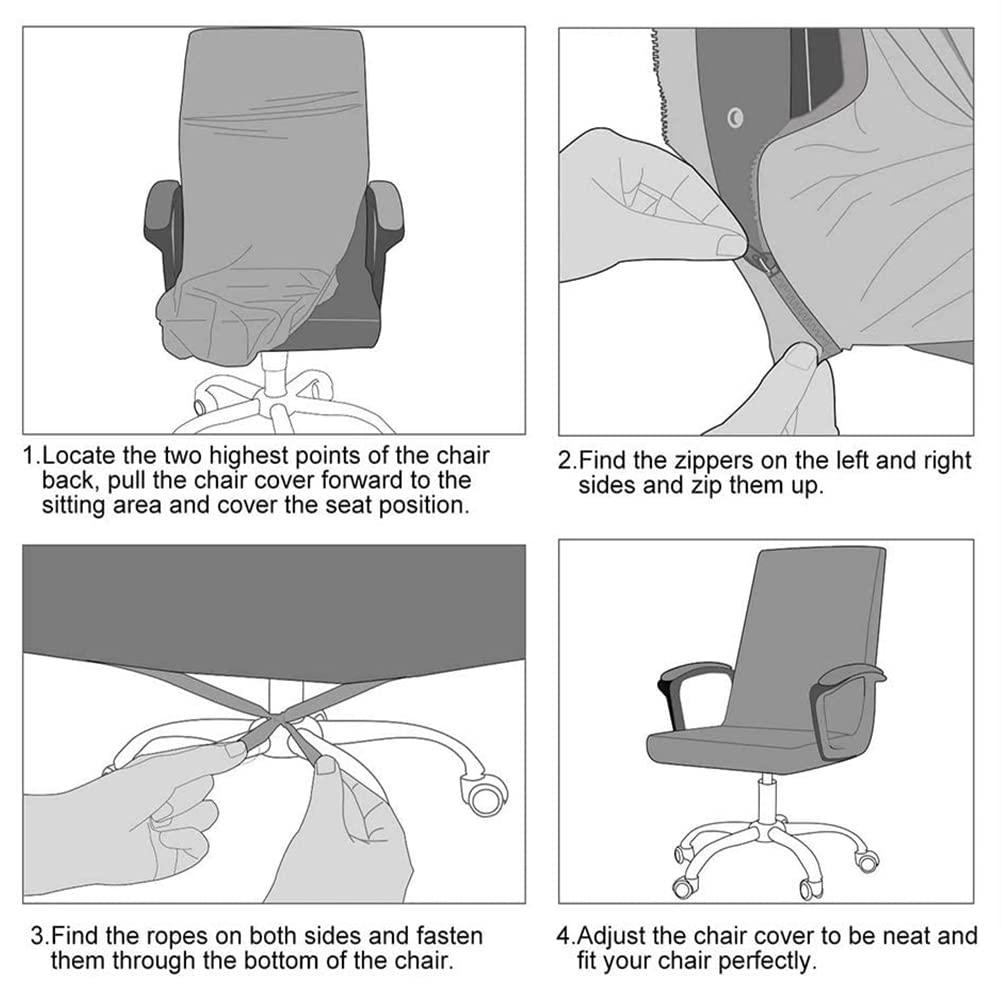 Deisy Dee Computer Office Chair Covers for Stretch Universal Rotating Chair Desk Chairs ONLY Chair Covers (White Flower, Medium)