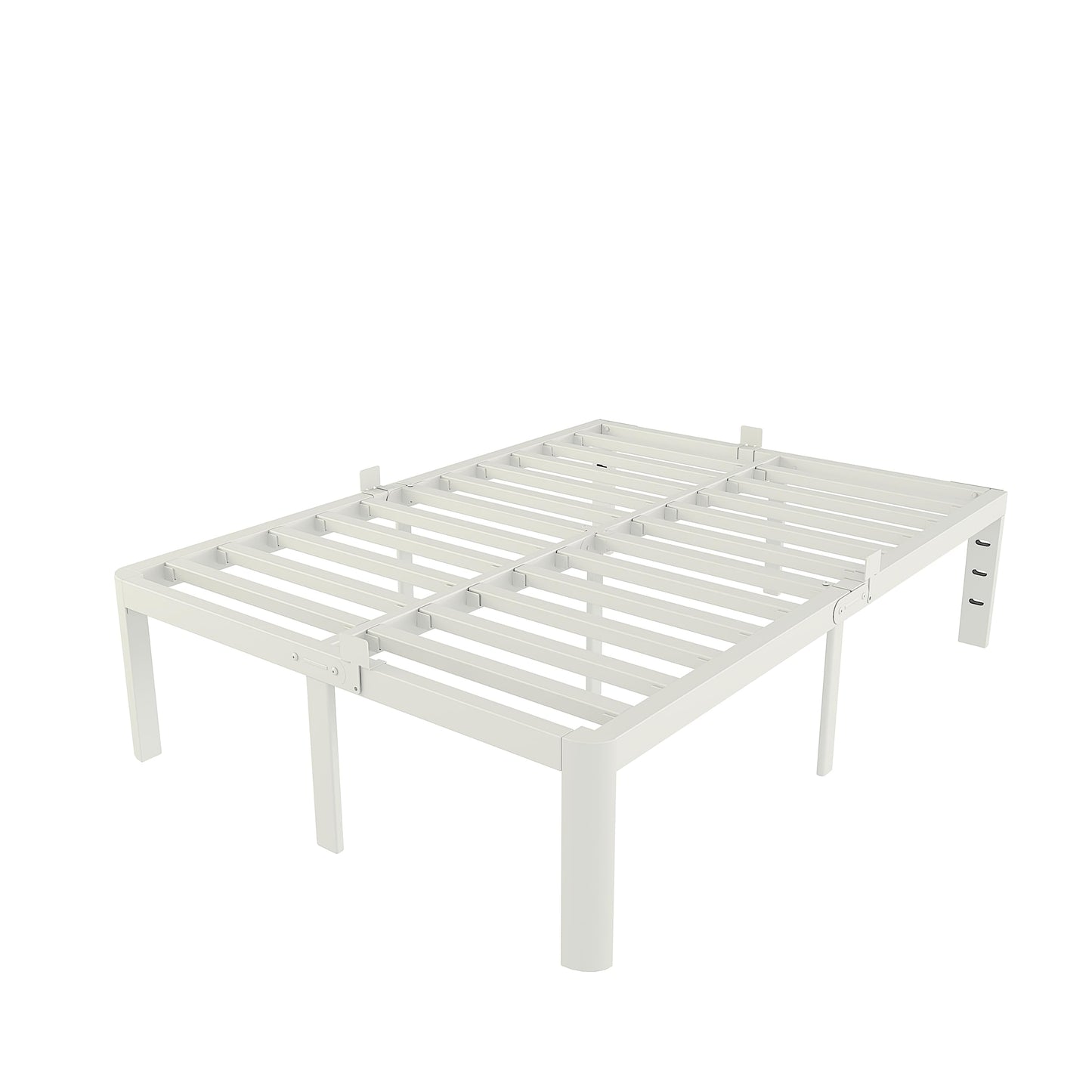 KZZLOL White Full Size Bed Frame 16 Inch, Metal Full Bed Frame No Box Spring Needed, Heavy Duty Steel Support 3500 LBS, DIY Headboard, Noiseless, Round Corner Legs, Storage Space, Easy Assembly