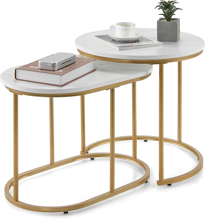 Giantex Modern Nesting Coffee Table Set of 2, Coffee Table & End Table Sets