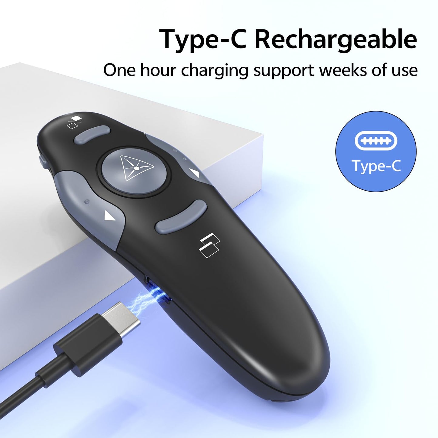 [2 Units] Presentation Clicker with 2 Cases Storage: PowerPoint Wireless Presenter Remote: USB Type C Rechargeable Red Laser Pointer Clickers Computer Project Mac PPT Slideshow Google Slide Advancer