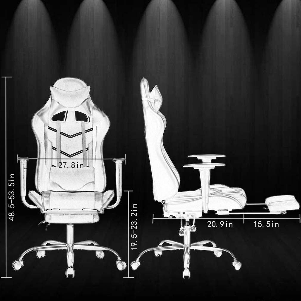 BestOffice | Ergonomic Gaming Chair | Red | Reclining Computer Chair with Lumbar Support, Headrest Pillow, Adjustable Footrests | 360 Swivel with Heavy Duty Wheels | for Home & Office