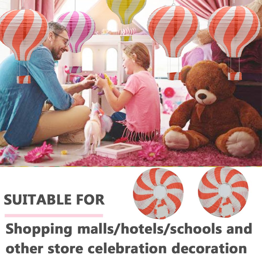 Ruidee 3 Pieces Hanging Hot Air Balloon Paper Lanterns 12 inch Paper Lanterns Set Decoration Ball Lamps for Wedding, Birthday, Anniversary, Christmas (Red)
