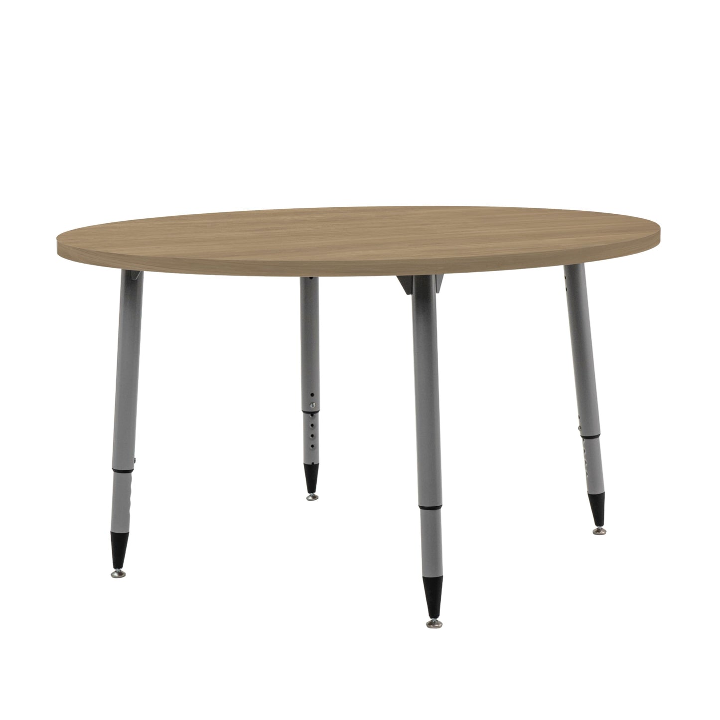 Adapte Commercial Classroom Activity Table - 48" Round Woodgrain, ADA Compliant Tapered Legs with Glides & Casters, Adjustable Height 22-34"; Wheelchair Accessible, School & Office Furniture