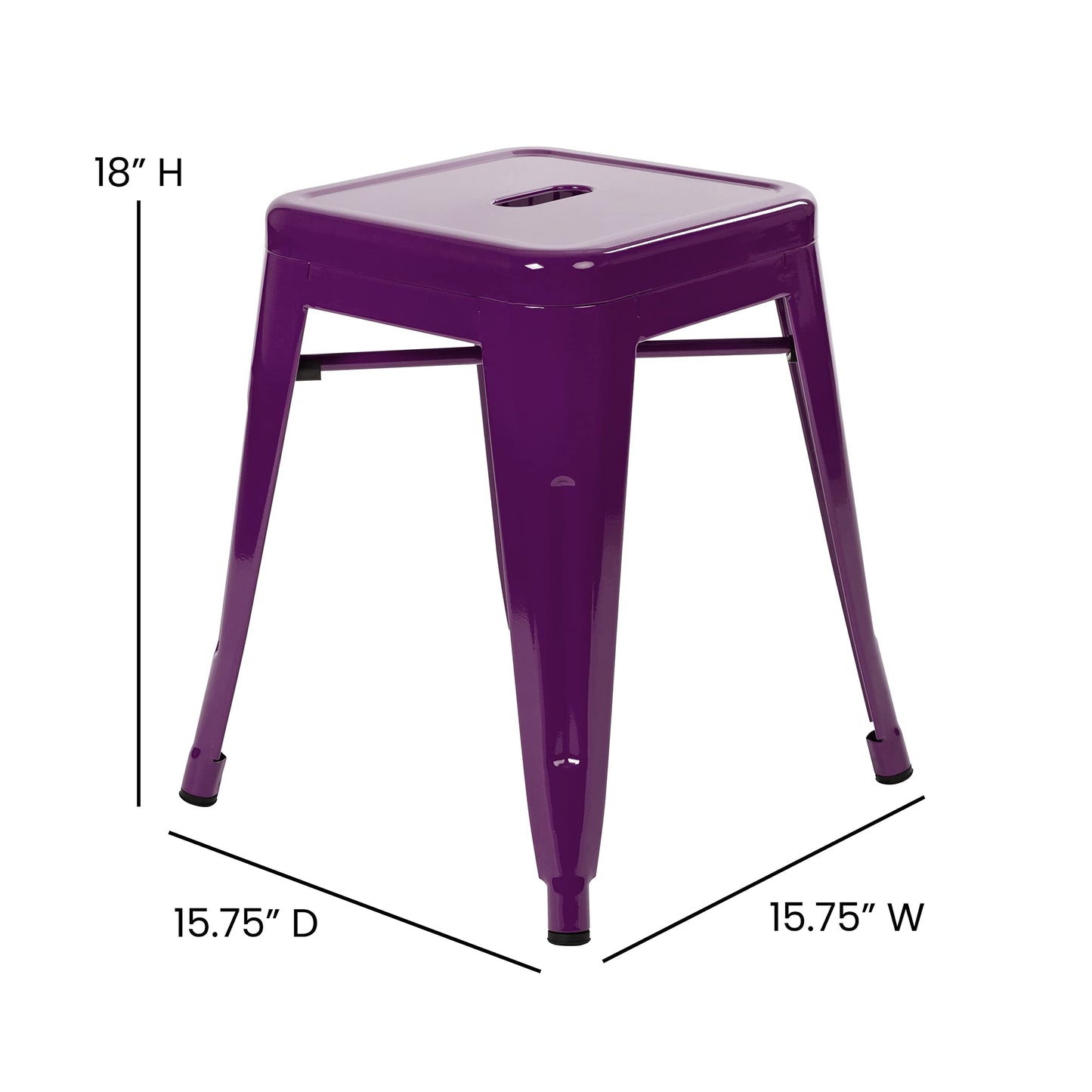 Flash Furniture Metal Dining Table Height Stool - Backless Purple Kai Commercial Grade Stool - 18 Inch Stackable Dining Chair - Set of 4