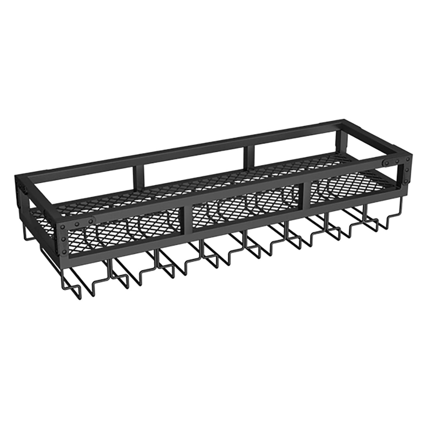 WXPWAMZ Wall Mounted Wine Rack - Black Metal Floating Bar Shelf for Wine Bottles & Glasses Stylish Wine Storage Solution for Home Kitchen Cafe and Bar (80x25x14cm)