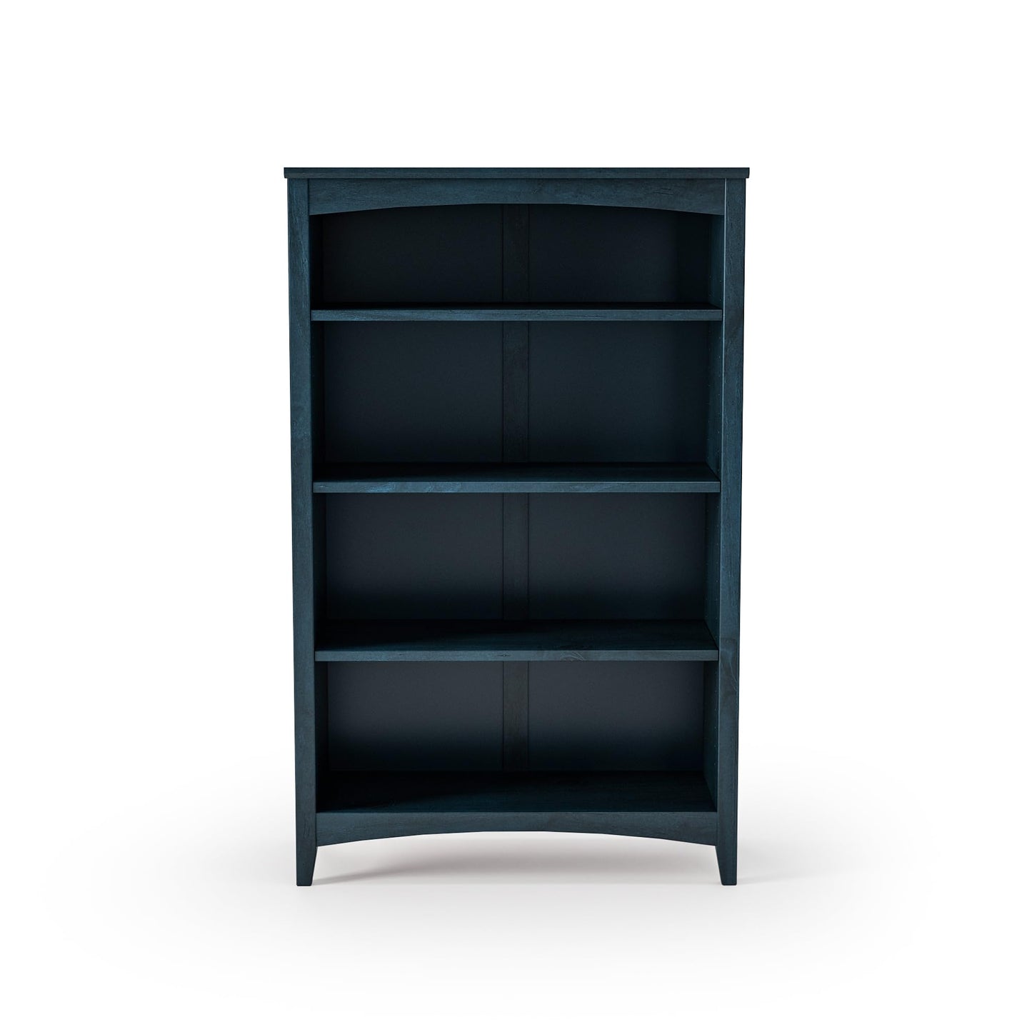 Camaflexi Shaker Style 4 Shelf Bookcase/Solid Wood / 48" High/Adjustable Shelving/Closed Back/Display Bookshelf for Living Room, Bedroom, Home and Office, Deep Ocean Blue