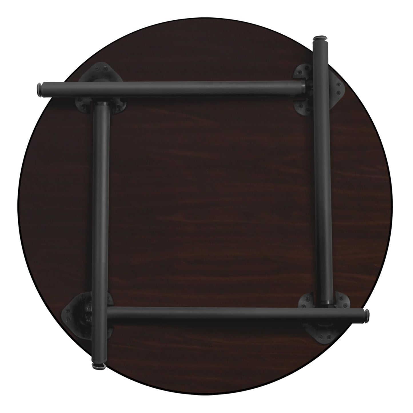 Regency Kee 36 in. Medium Round Breakroom Table- Mahogany Top, Black Folding Legs