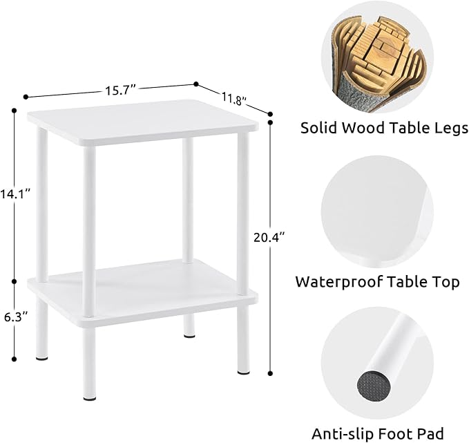 Apicizon 2 Tier End Table Set of 2, Small Side Table