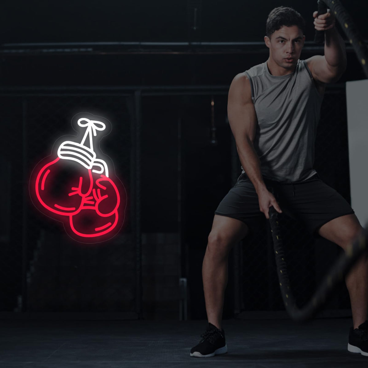 Boxing Gloves Neon Signs for Wall Decor, Home Gym Decor, Bedroom, Garage Gym,Man Cave, Workout Room, Fitness Center, Sports Club, Men's Wall Decor, 15.7"x11.8"