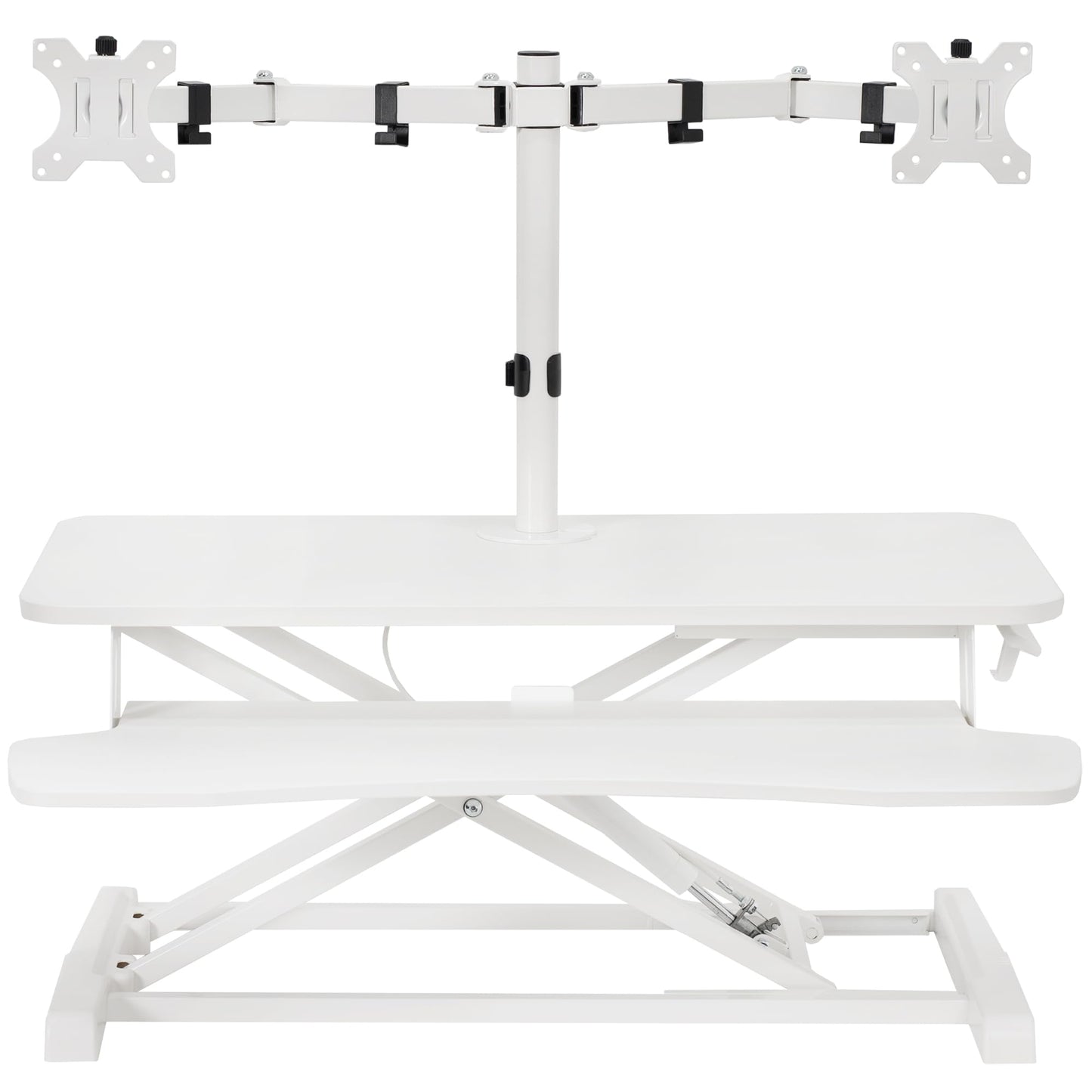 VIVO Height Adjustable 32 inch Standing Desk Converter with Dual 13 to 30 inch Monitor Stand, Sit Stand Monitor Mount and Desk Riser, White, DESK-V000K-M2W