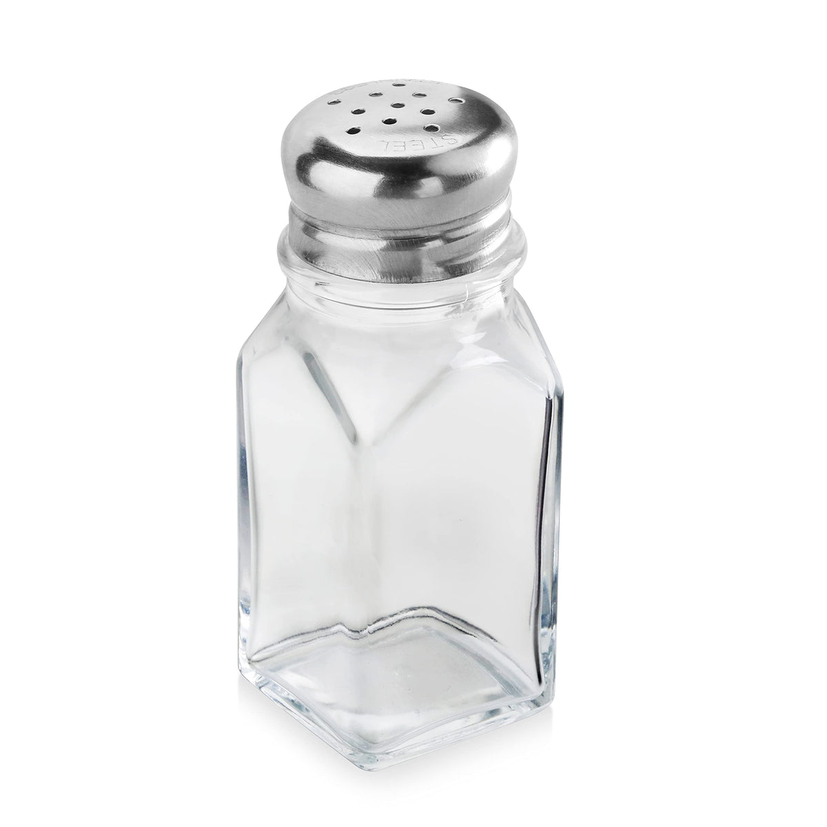 New Star Foodservice 22100 Glass Salt and Pepper Shaker with Stainless Steel Mushroom Top, Square, 2-Ounce, Set of 12