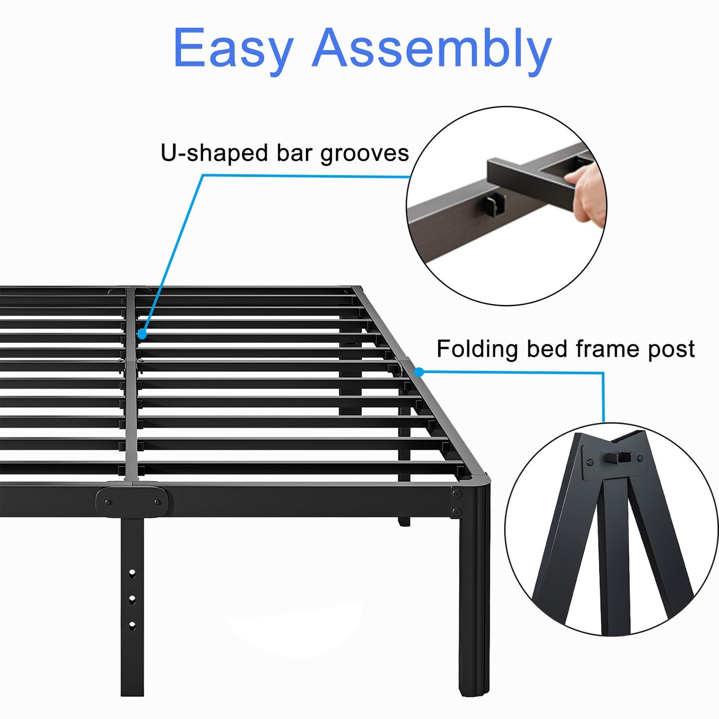 Nordicbed 14 Inch High Heavy Duty Full Size Bed Frame Metal, Platform Bed Frame Full Size No Box Spring Needed, Noise Free, Easy Assembly, Black