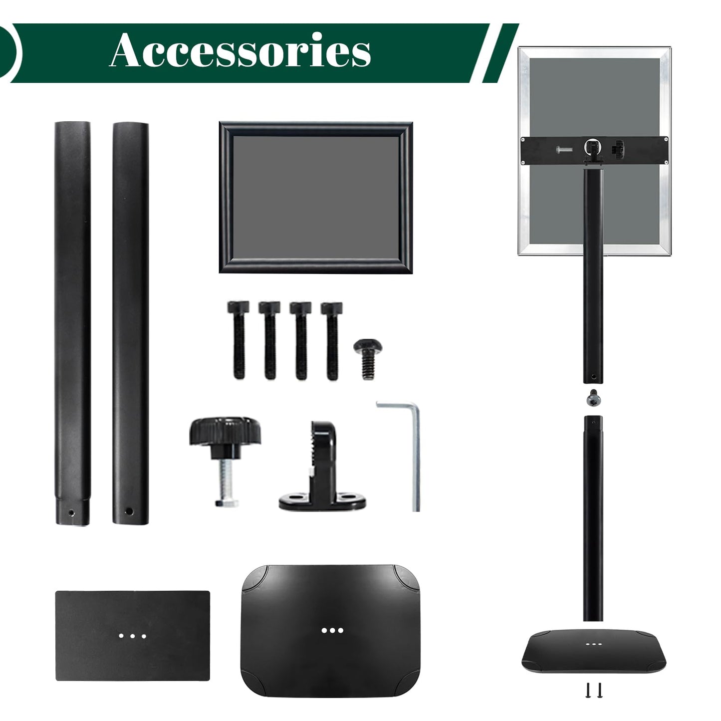 Mutualsign 3Pcs Heavy Duty Pedestal Sign Holder for Display, 11 x 17 inches Adjustable Floor Standing Sign Holder with Weighted Base , Sign Stand for Indoor/Outdoor Advertising，Black