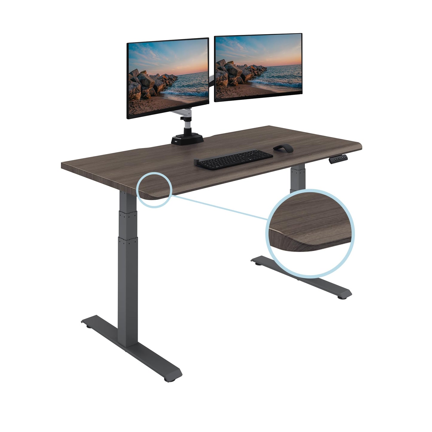 Vari ComfortEdge 60x30 Inch Adjustable Electric Standing Desk – Sit Stand VariDesk with Memory Presets, Sloped Edge, 200 LB Capacity + Tool-Free Assembly (Espresso Wood)