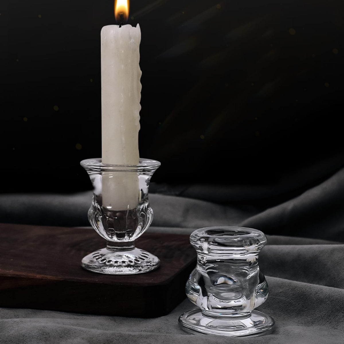 Sophisticated Glass Taper Holders Set of 2 for Wedding Celebration & Festival Home Decors Clear Accessories Wedding Table Decors