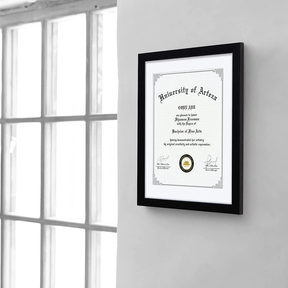 CORE ART 11x14 Black Certificate Frames with Mat,Display Diploma 8.5 x 11 or Document 11 x 14 without Mat,Multipack College Degree Frames for Wall or Tabletop Display,Set of 4