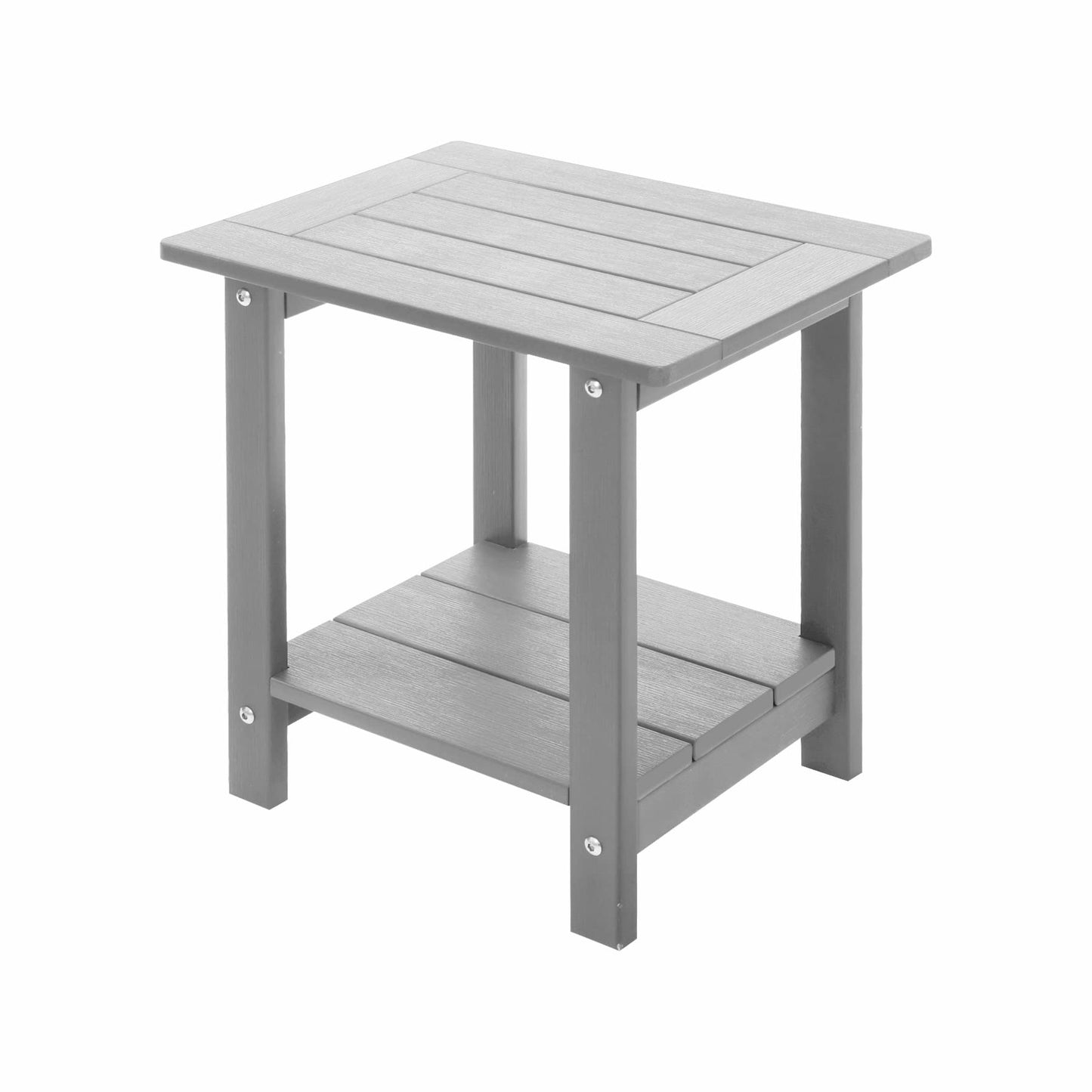 Meluvici Double Adirondack Side Table Weather Resistant, Outdoor Rectangular End Table for Adirondack Chair, Light Grey