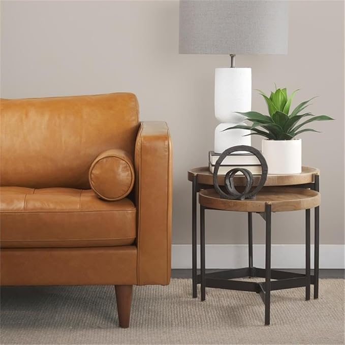 Pemberly Row Nesting Side Tables, 22.5Lx22.5Wx20.8H, Mango Wood Tray Tops