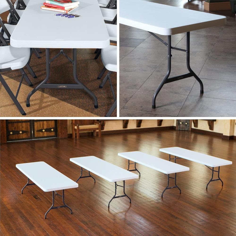LIFETIME 22980 Folding Utility Table, 8 Feet, White Granite, 96"""