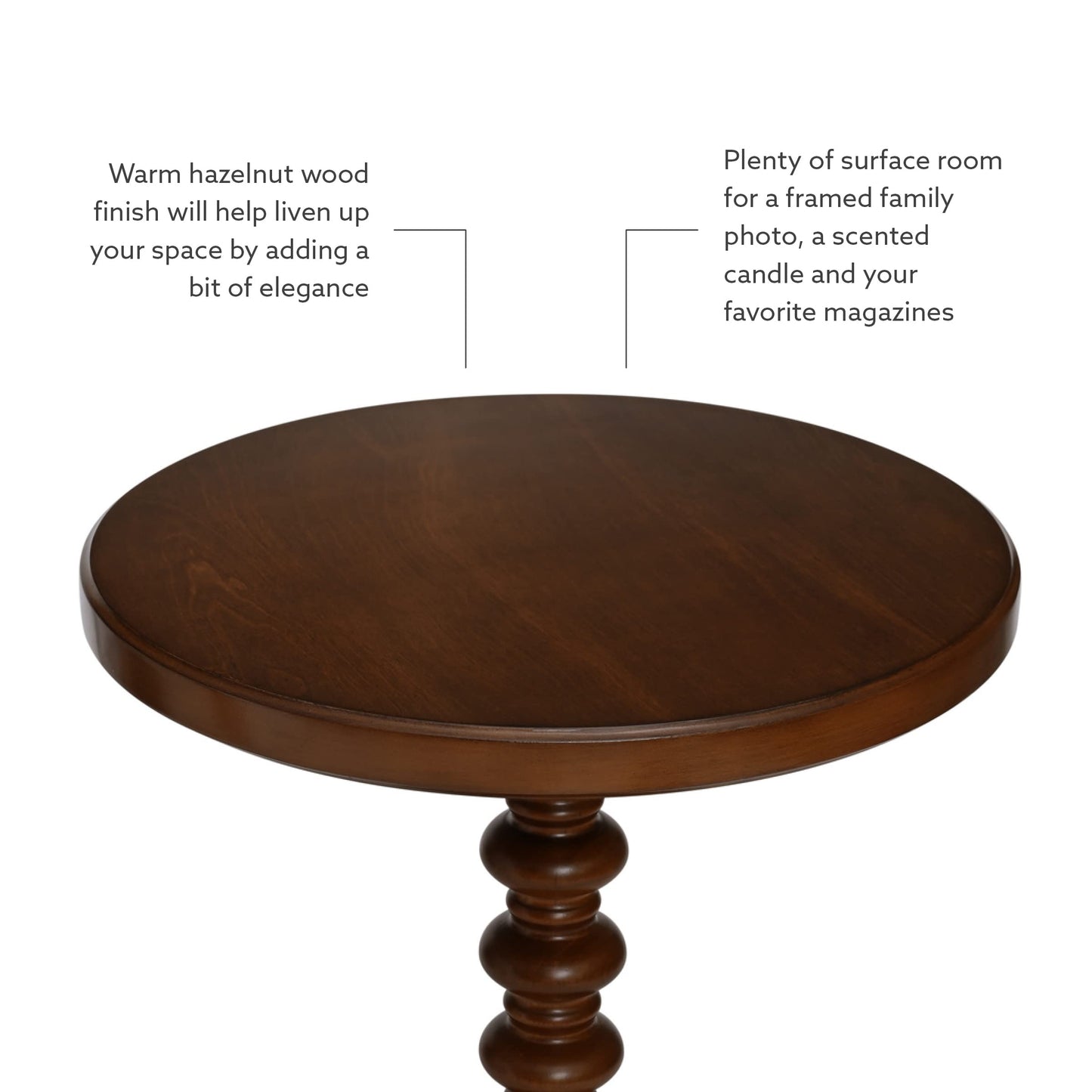 Powell Tarkin Round Hazelnut Turned Spindle Pedestal Side Accent Table