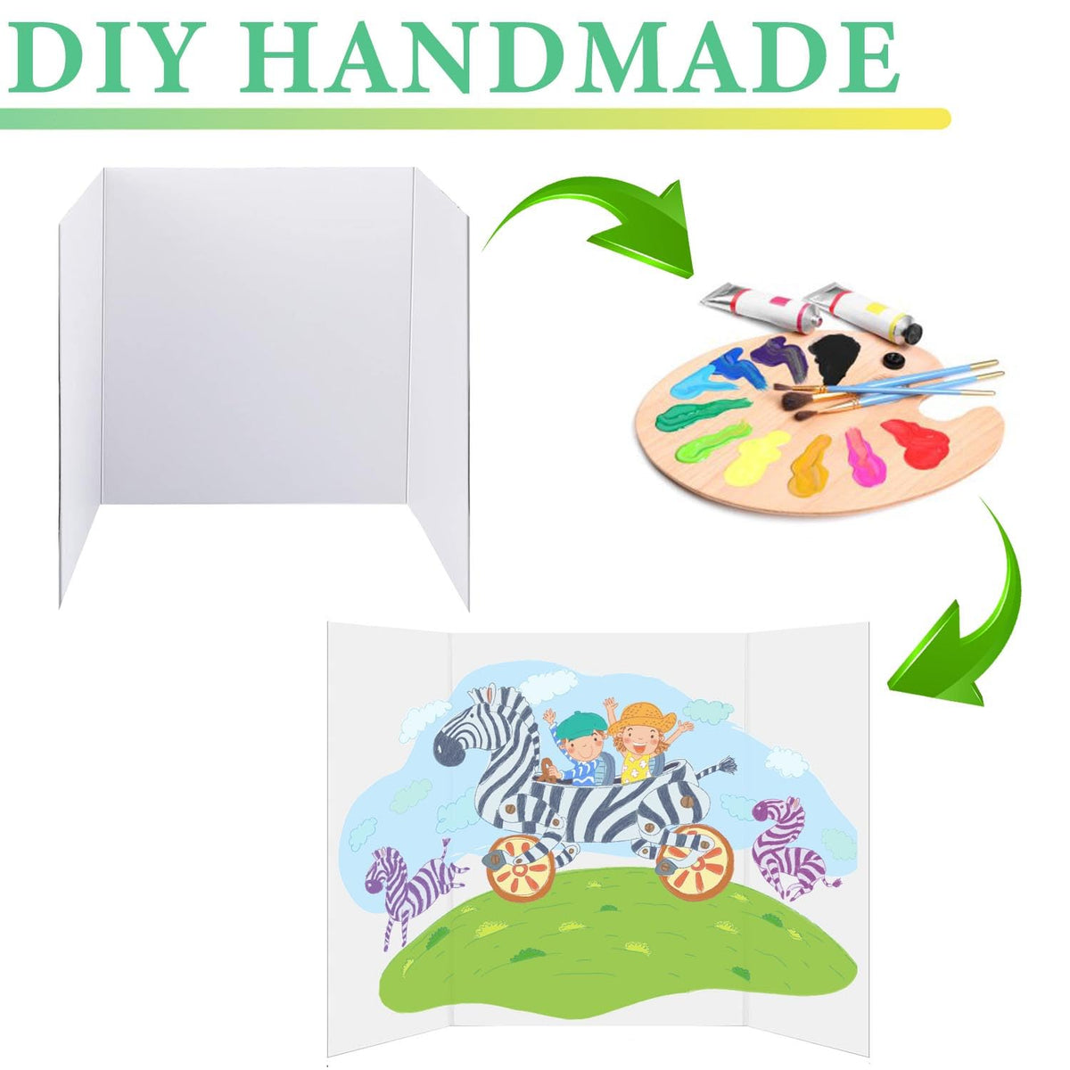 3 Pack Medium Trifold Poster Board, 24 x 16inches Poster Board with Double Sided Tapes and Cardboard, Corrugated Presentation,Science Fair Display Boards for School Project, Science Fair, Business