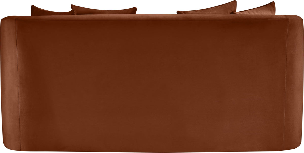 Meridian Furniture 699Cognac-L Alder Collection Modern | Contemporary Loveseat with Ultra Luxe Cognac 460 GSM Velvet, Solid Wood Frame, 66" W x 36" D x 30" H, Cognac