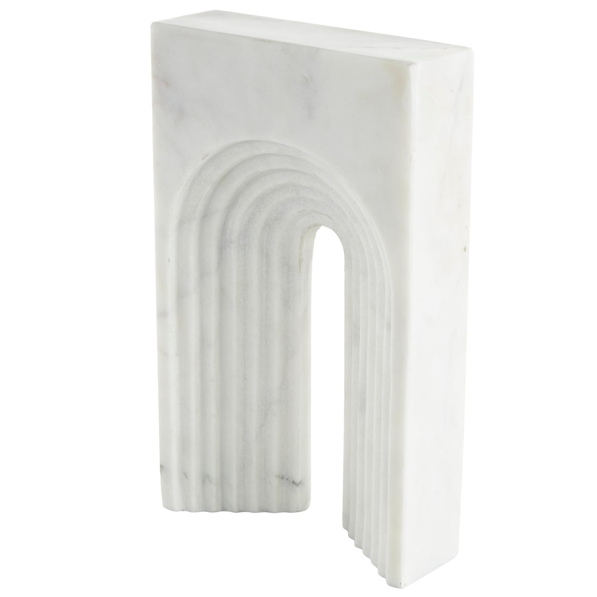 Deco 79 Marble Geometric Decorative Sculpture Rectangular Home Decor Statue with Arched Groove Interior, Accent Figurine 7" x 2" x 11", White