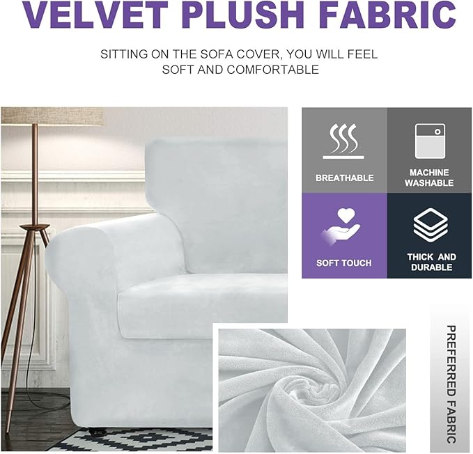 ZNSAYOTX Oversized Velvet 3 Piece Couch Cover