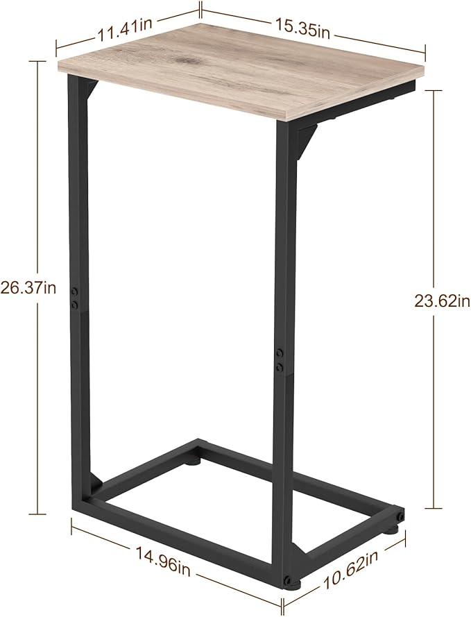 AMHANCIBLE C Shaped End Tables, Couch Side Tables that Slide Under, TV Trays