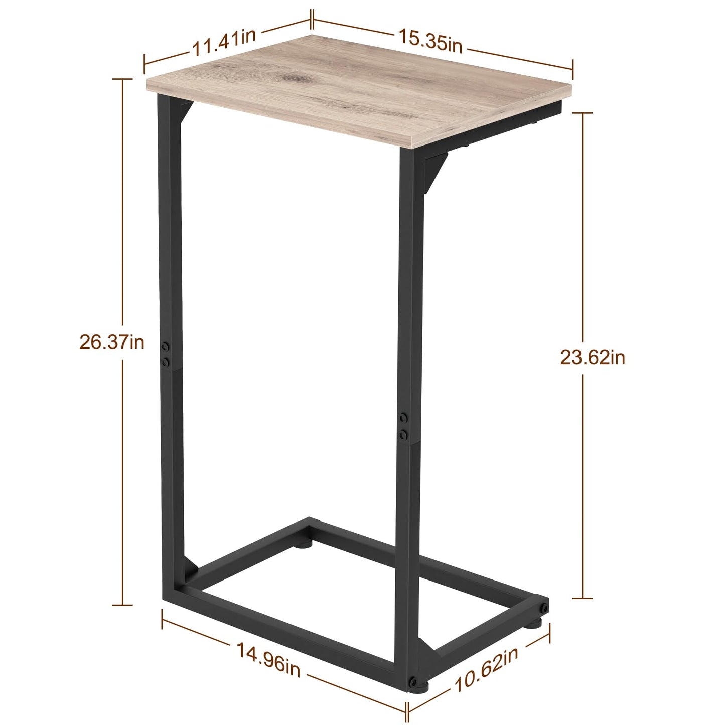 AMHANCIBLE C Shaped End Tables, Couch Side Tables that Slide Under, TV Trays for Living Room, Bedroom, Small Space, Sofa, Grey HET02BGY-1