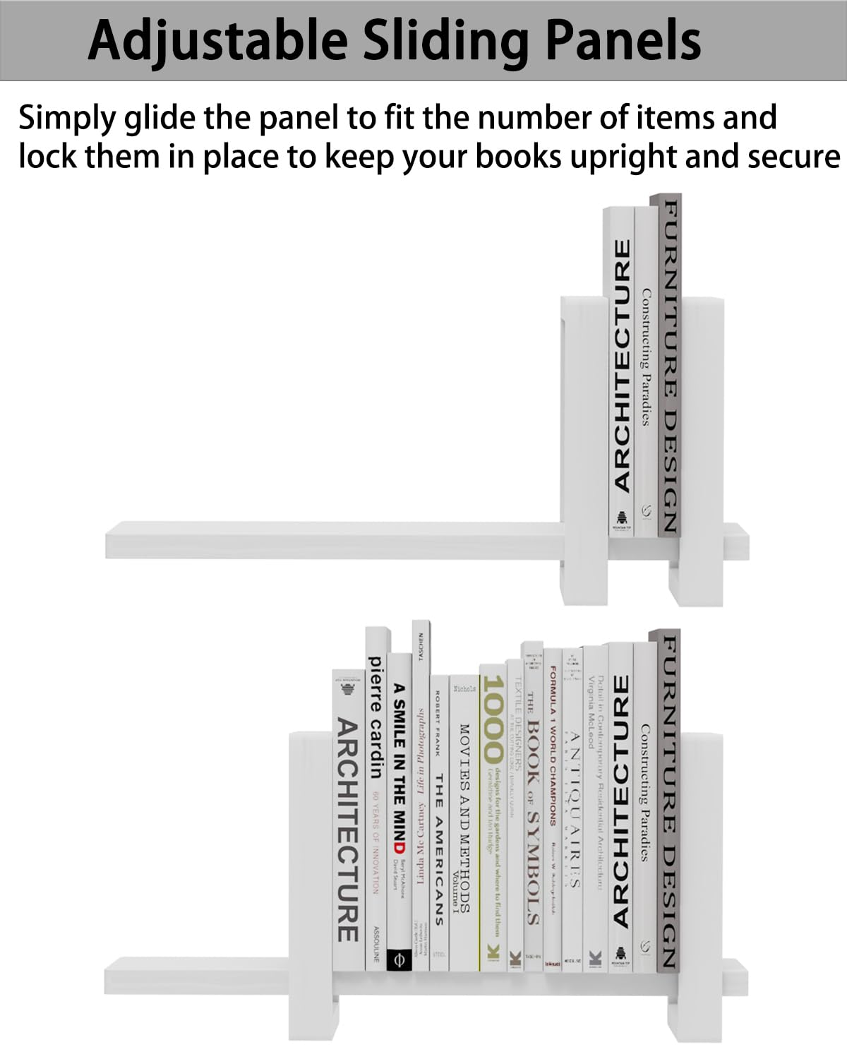 100% Solid Wood Adjustable Desktop Bookshelf, Retro Tabletop Bookshelf, Desk Shelf for Living Room, Home, Office, Perfect for Magazine, Books, Cookbooks, No Tools Required to Assemble (White)