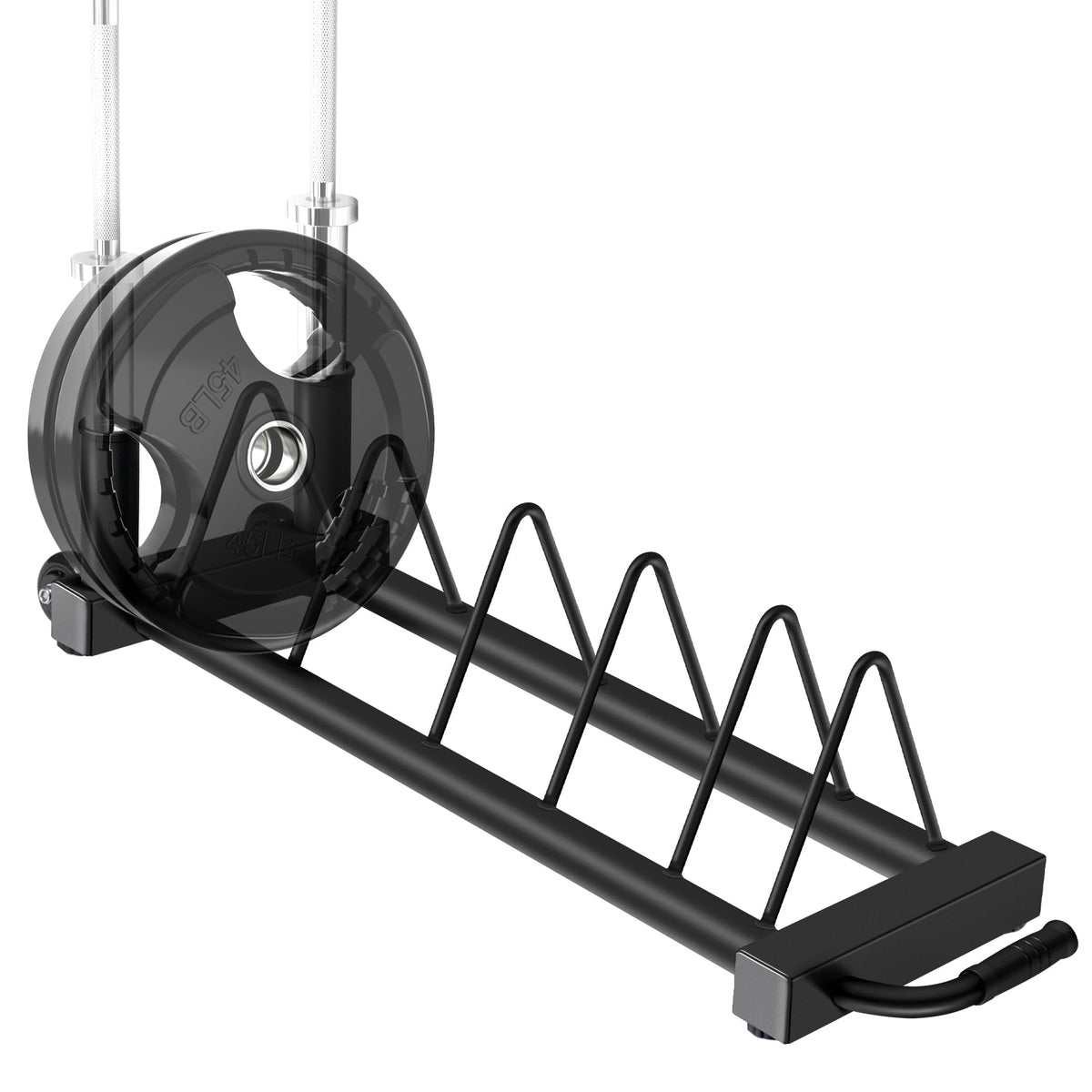 RitFit Horizontal Weight Plates Rack, Barbell Bumper Weight Plates Holder, Olympic Bar Storage Rack with Handle and Rolling Wheels, Black