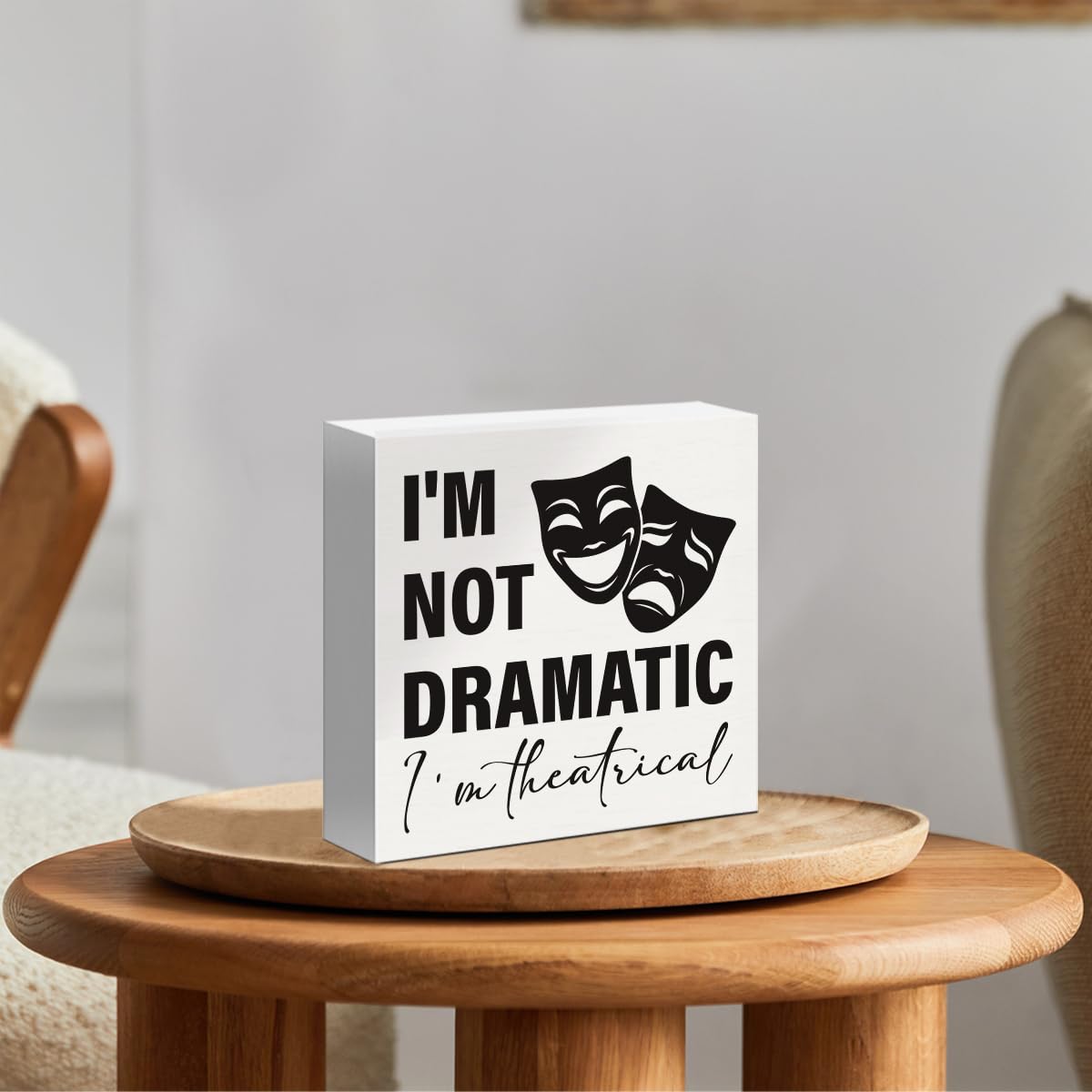 Theater Gifts Broadway Gifts for Directors Actors Music Teachers Musicians Drama Student, Musical Theater Wooden Box Sign for Home Cubicle Shelf Table Desk