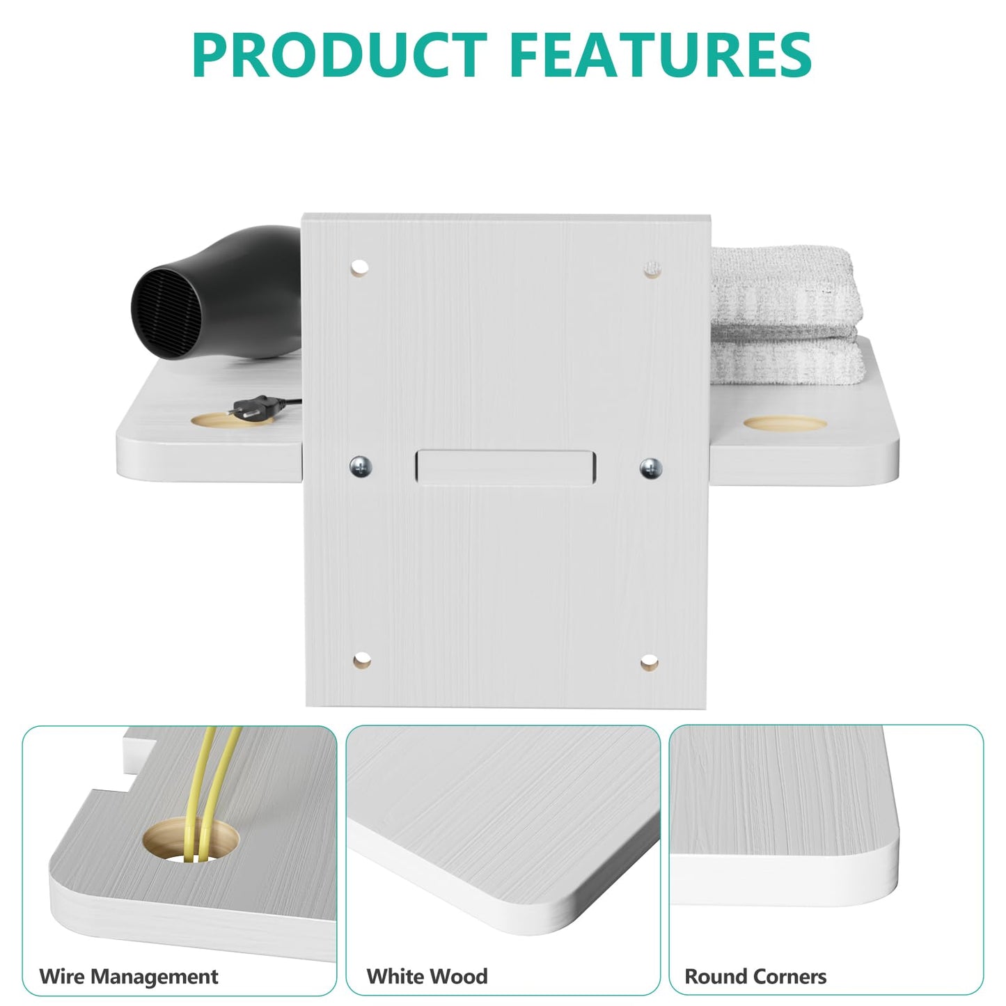 WALI Floating TV Shelf, 1 Tier Projector Shelf for DVD Players, Cable Boxes, Routers, Game Consoles, Living Room Decor Accessories, Wall Mount Shelves Holds Up to 22lbs (CS201NW), 1-Shelf, White