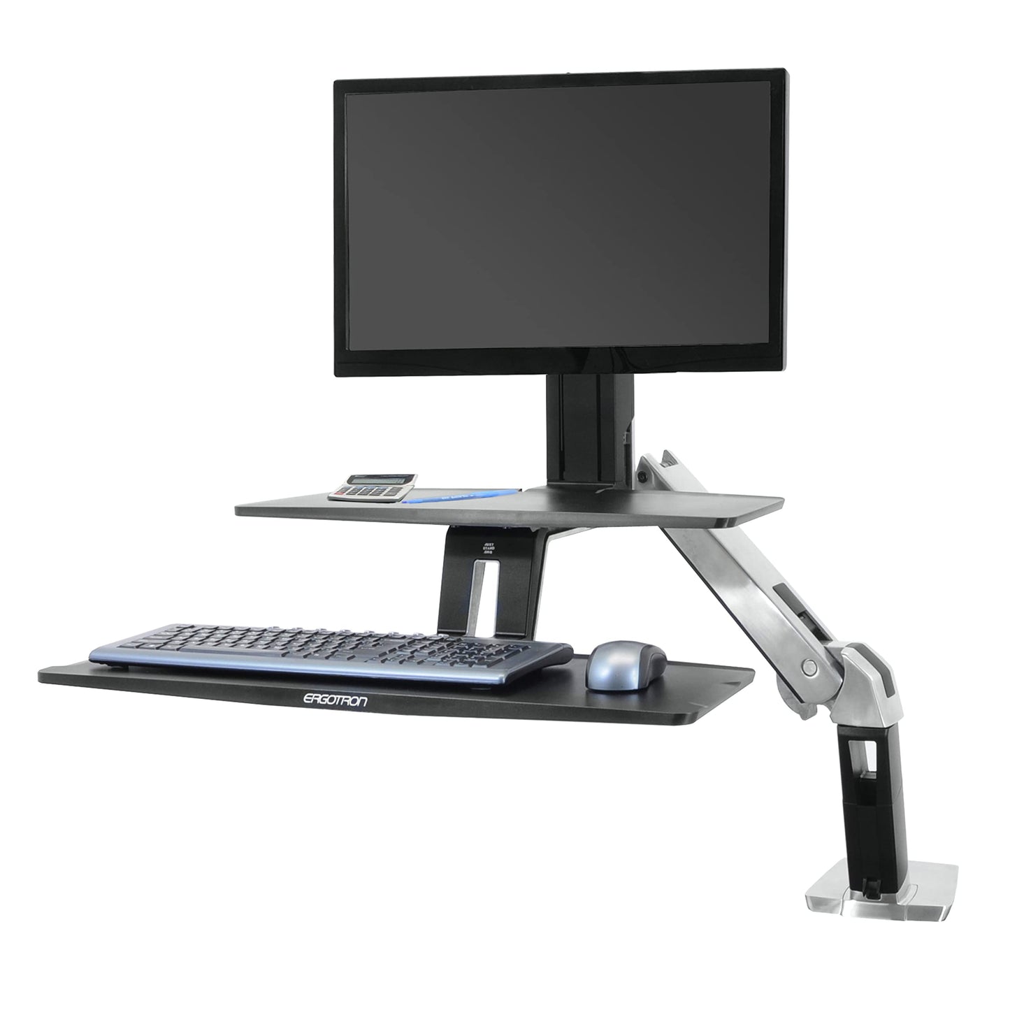 Ergotron – WorkFit-A HD Single Monitor Standing Desk Converter, Sit-Stand Workstation for Tabletops – 10 to 20 lbs, Suspended Keyboard Tray