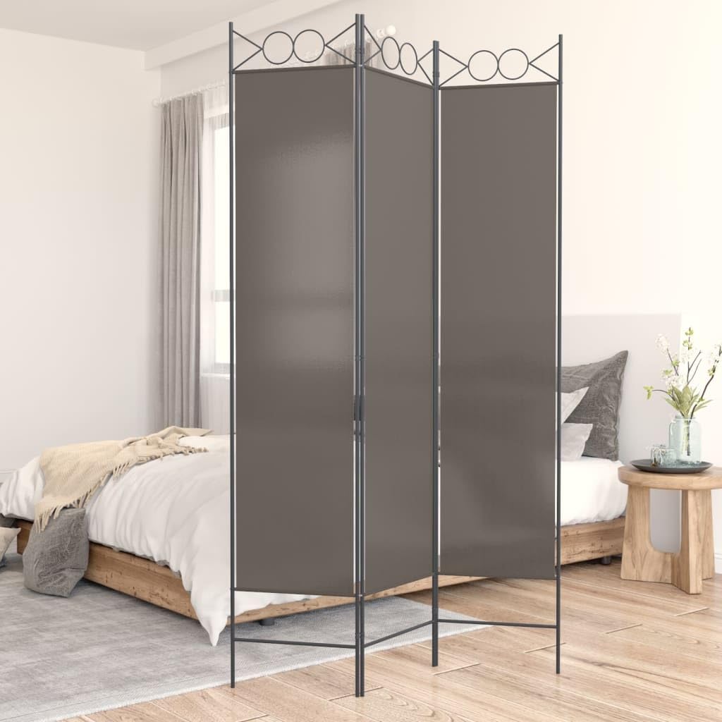 3-Panel Fabric Room Divider Anthracite 47.2x86.6 Inches Privacy Screen Partition, Foldable Room Separator for Bedroom, Blocks Sunlight, Breathable Durable Material