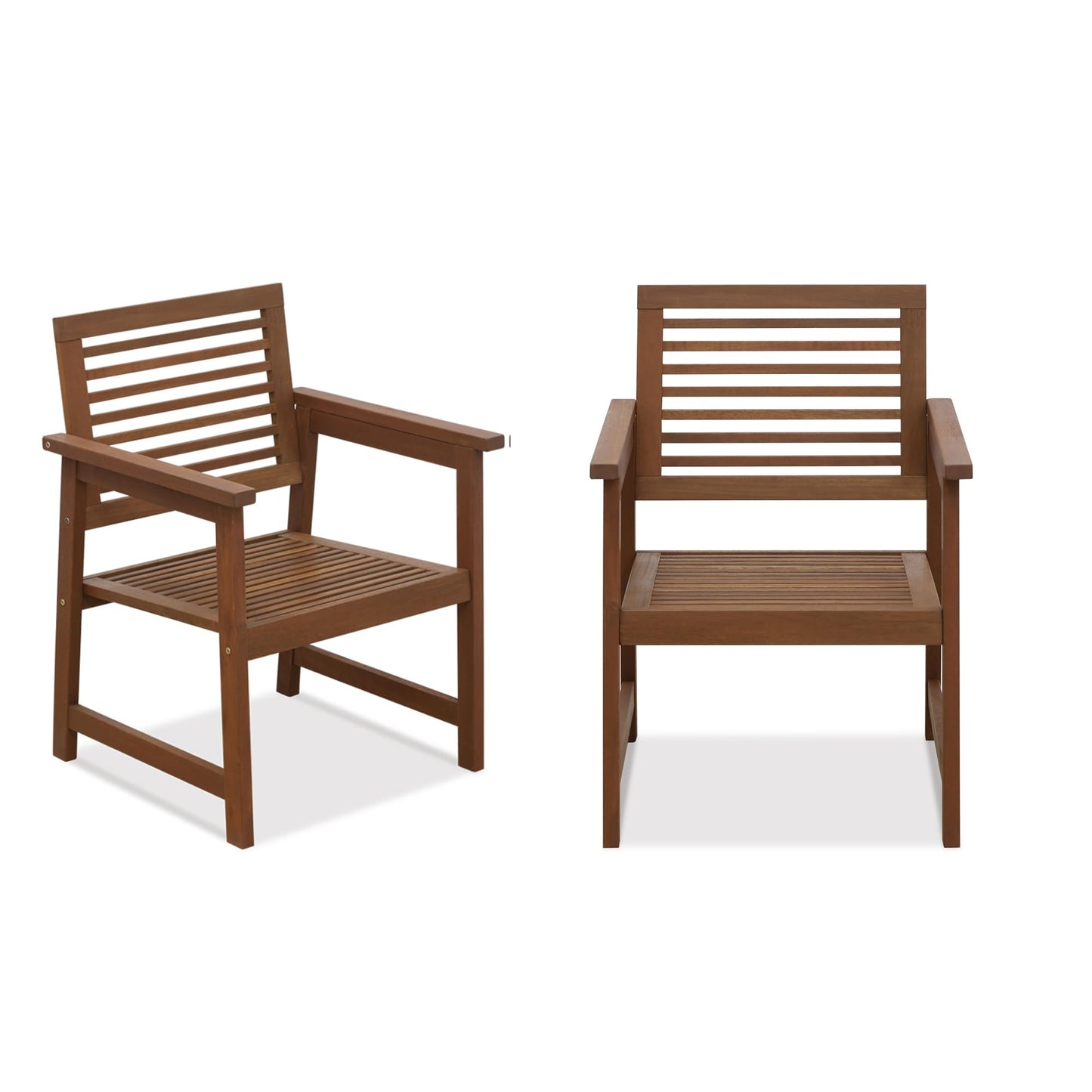 Furinno TIOMAN Patio Chair, Set of Two, Outdoor Lawn Chair, Armchair Without Cushion, for Patio, Garden, Porch, Light Wood