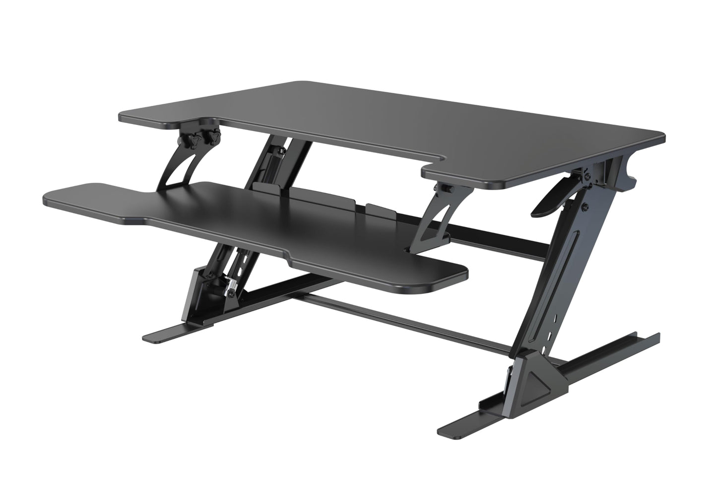 NSY Audio Standing Desk Converter 36 x 24 Inches - Height Adjustable Sit to Stand Riser with Keyboard Tray, Ergonomic Workstation for Home Office, Black
