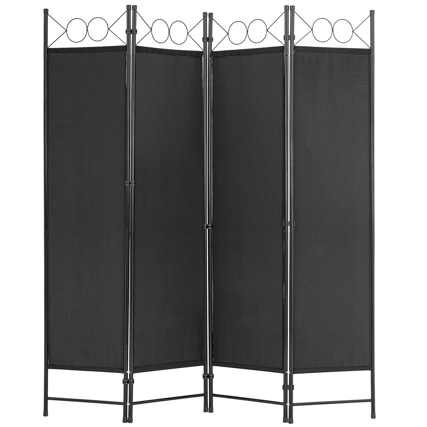 4 Panel Room Divider 5.6FT Steel Frame Screen Folding Privacy Divider Freestanding Partition for Home Office Bedroom, Black