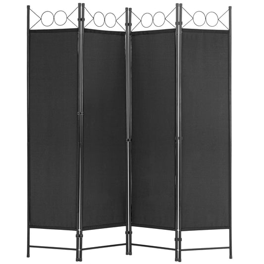 4 Panel Room Divider 5.6FT Steel Frame Screen Folding Privacy Divider Freestanding Partition for Home Office Bedroom, Black