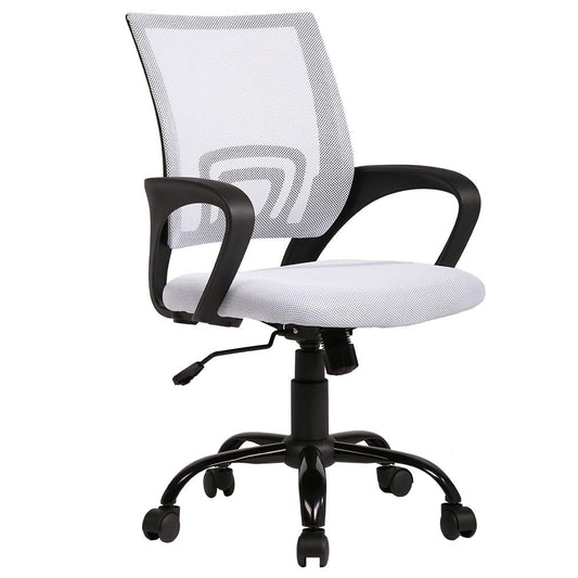 BestOffice Ergonomic Office Chair Mesh Cheap Desk Chair Task Computer Chair Lumbar Support Modern Executive Adjustable Rolling Swivel Chair for Back Pain, White