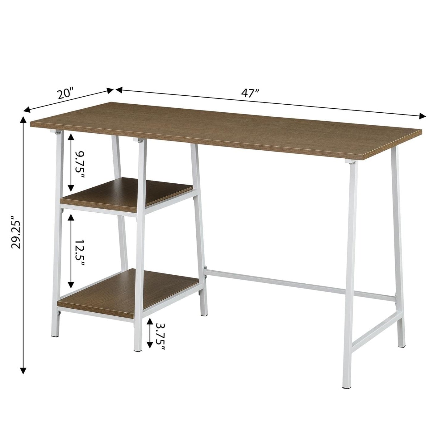 Convenience Concepts Designs2Go Trestle Wood Metal Desk, Driftwood/White