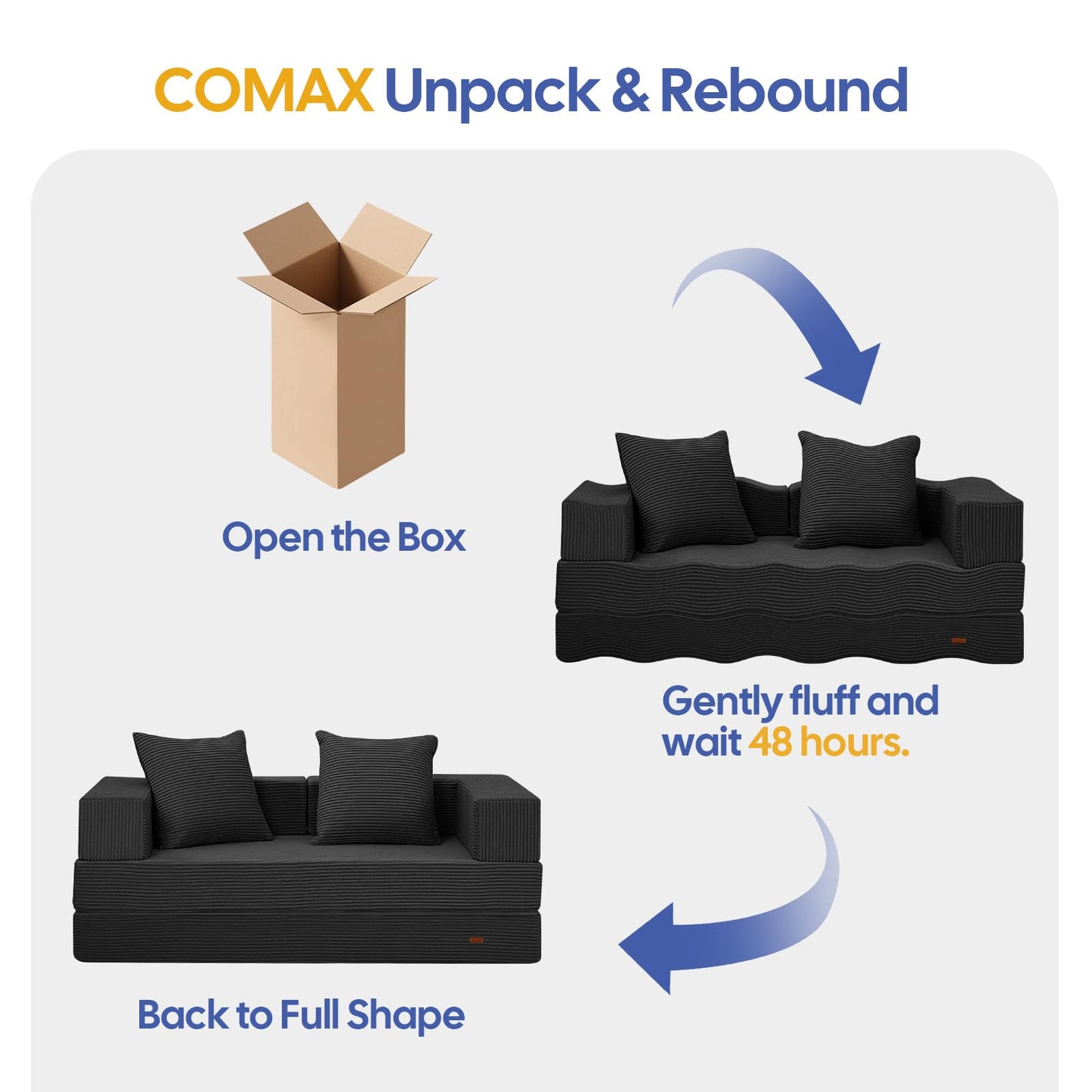 COMAX Futon Sofa Bed, 4‑in‑1 Convertible Sofa Bed, Folding Boneless Couches
