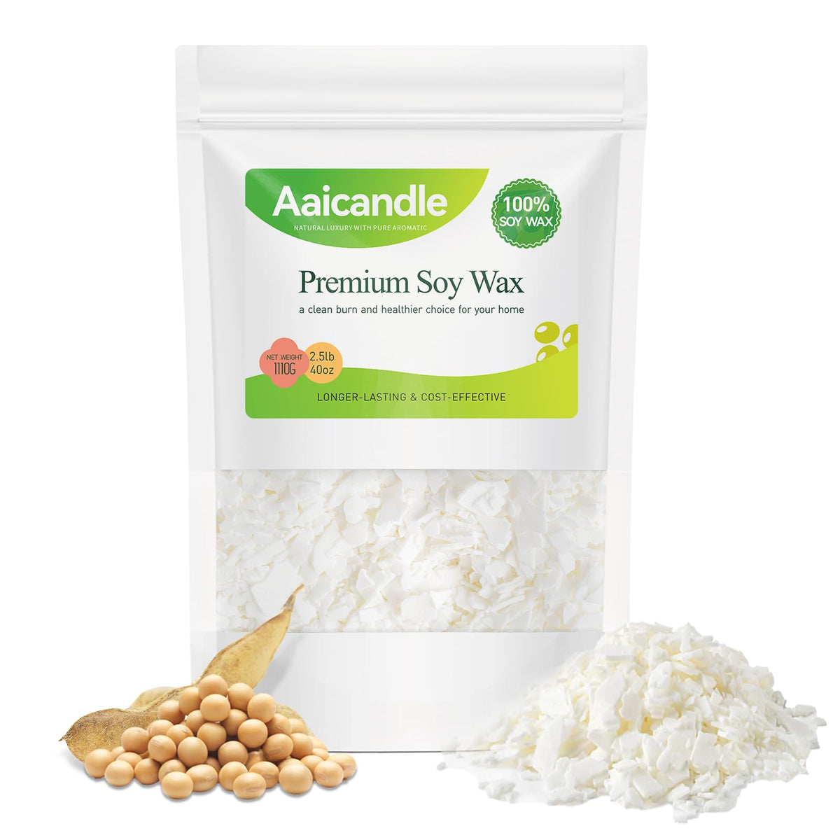 2.5LB Soy Wax for Candle Making – Natural Wax Supplies for DIY Candles, Container & Tealight Craft Use, Fast Melting and Smooth Finish for Frequent Makers (1.1kg / 40 oz)
