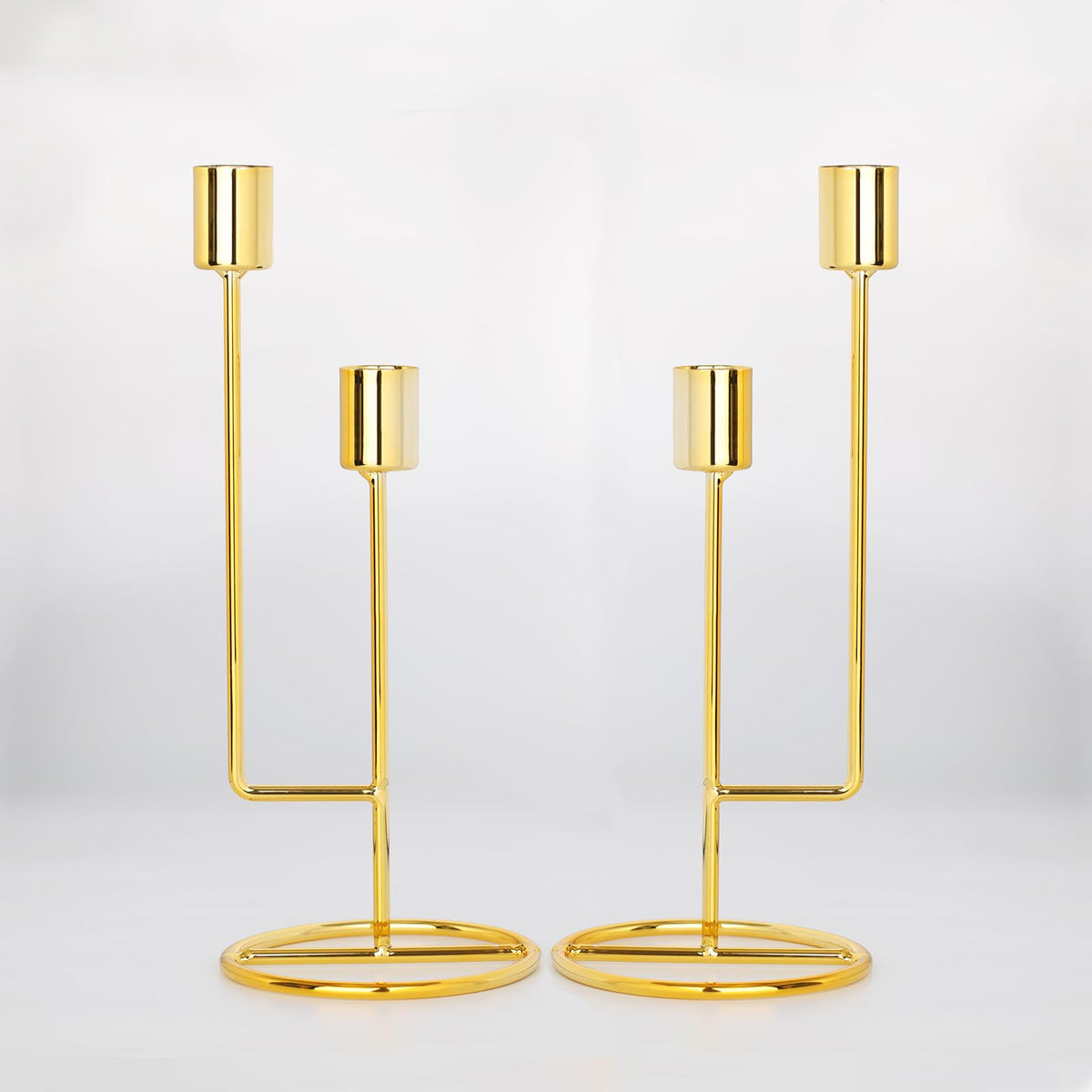HAVITI Double-Headed Candle Holder, Gold Tall Candlestick Holder, Set of 2 Taper Candle Holders for Halloween Christmas Wedding Centerpiece Dining Fireplace Mantle Home Decor