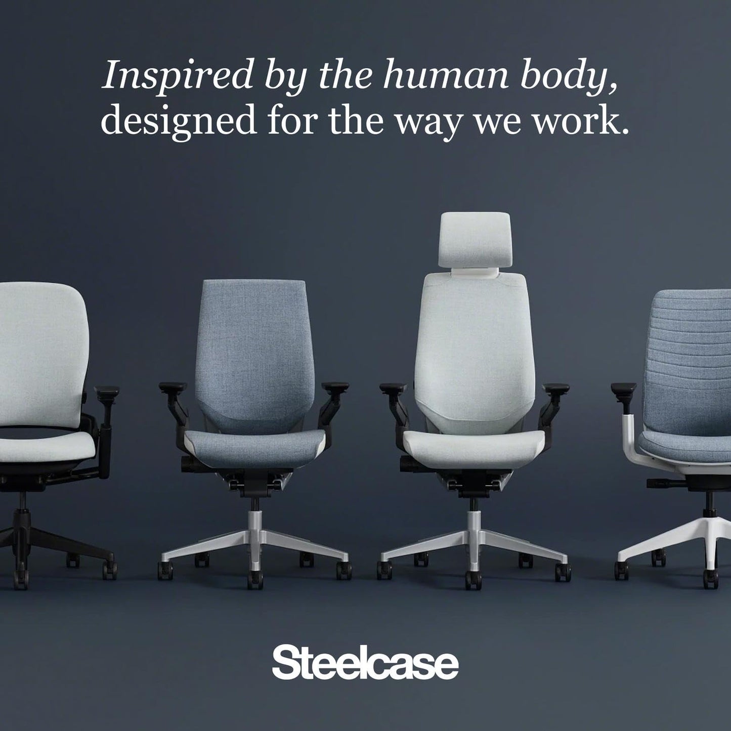 Steelcase Gesture Office Chair - Ergonomic Work Chair with Wheels for Carpet - Comfortable - Intuitive-to-Adjust for Desk - 360-Degree Arms - Blue Jay Fabric