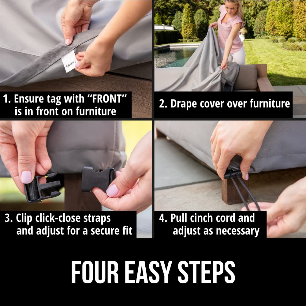 GORILLA GRIP Waterproof Large Outdoor Patio Sofa Cover, 3 Seater 80 Inch, Heavy Duty 600D Furniture Covers Sets for Winter, Keep Cushions Dry, Protects from Sun, Snow, Rain, Windproof, UV Coated
